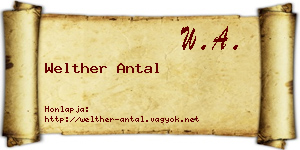 Welther Antal névjegykártya